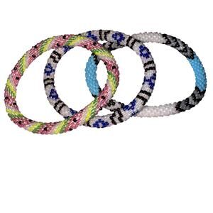 Set of 3 Sashka Co Hand Crafted Glass Bead Bracelets